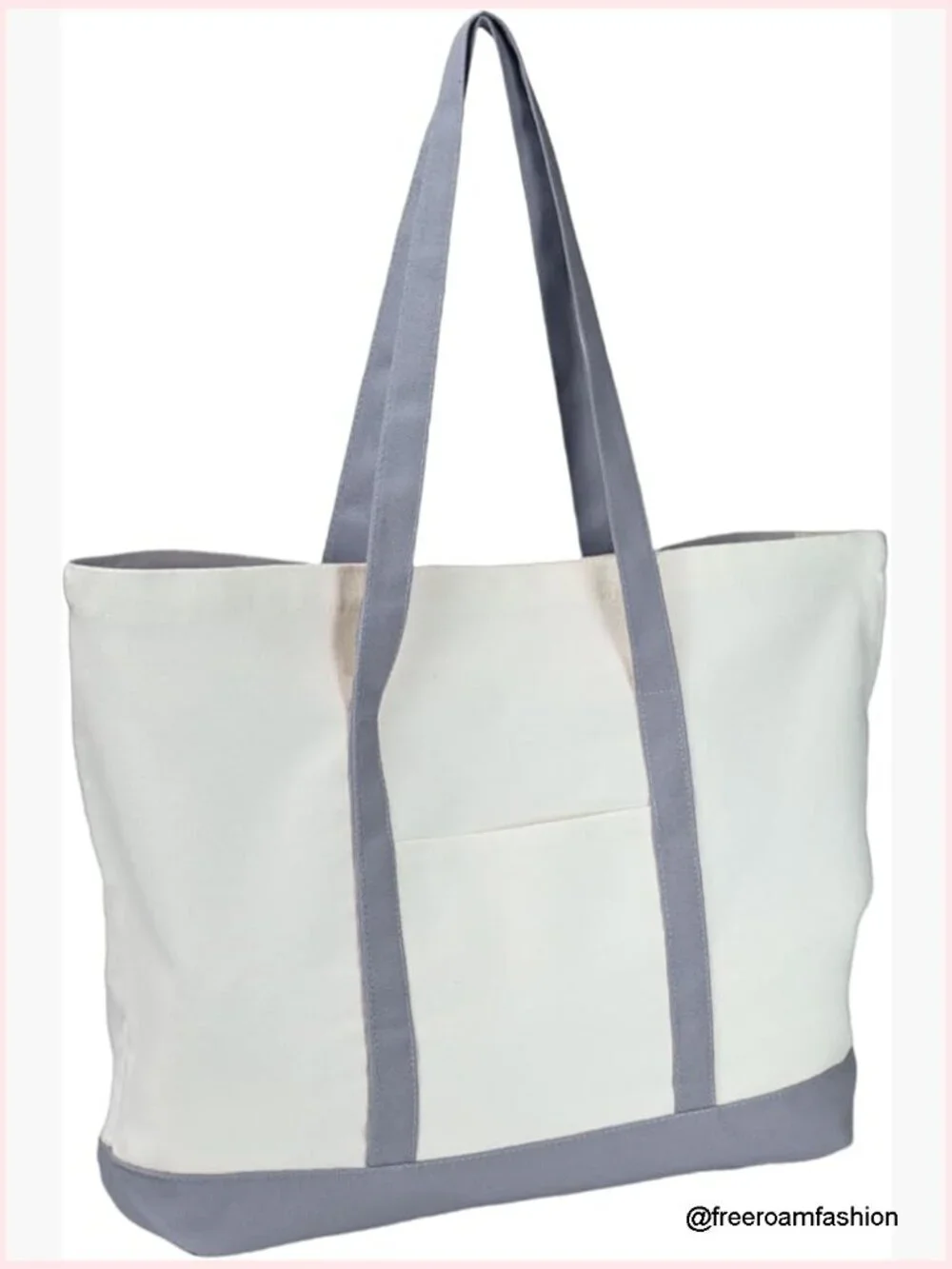 Large Canvas Tote Bag - Reusable Grocery Shopping Tote with Pocket
